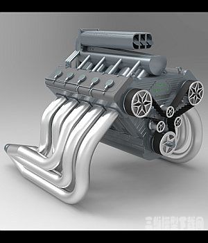 10缸汽车发动机引擎3D模型下载|V10 engine