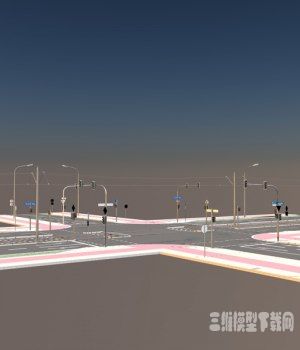C4D城市道路3D模型下载|3D models of urban roads
