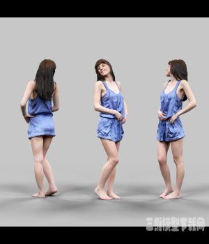欧美蓝色裙裤女人模型