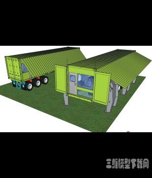 5个不同风格集装箱货柜组合房屋三维模型