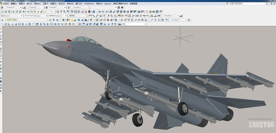歼11战斗机3D模型 AutoCAD-ZWCAD设计 dwg